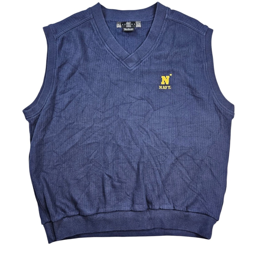 Vintage Navy Midshipmen Nike Golf Sweater Vest Mens Size XL Blue Preppy Athletic